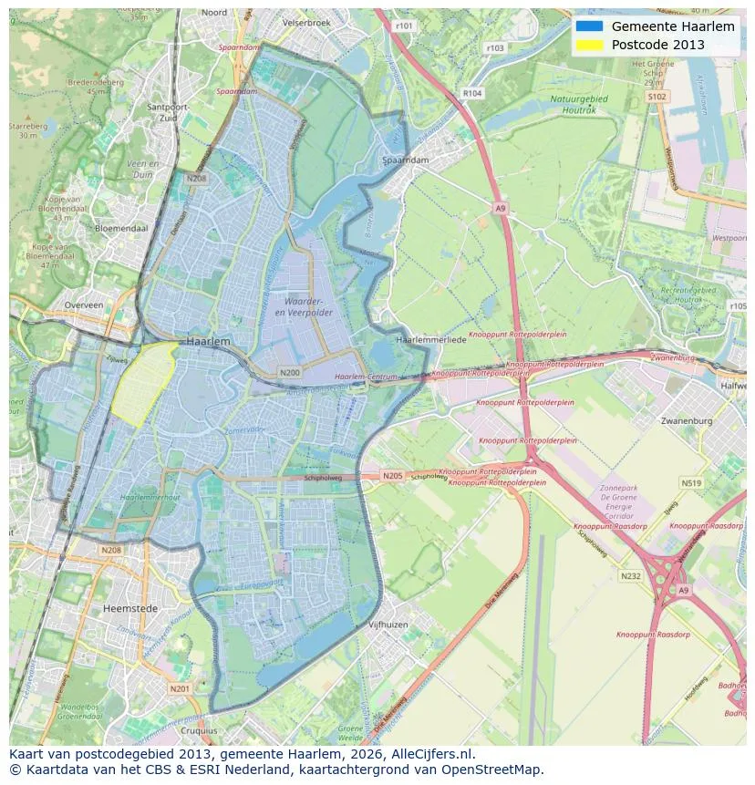 Postcodekaart voor 2013