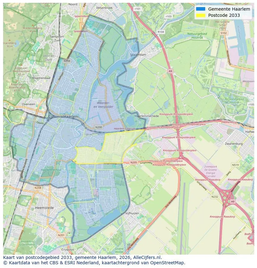 Postcodekaart voor 2033