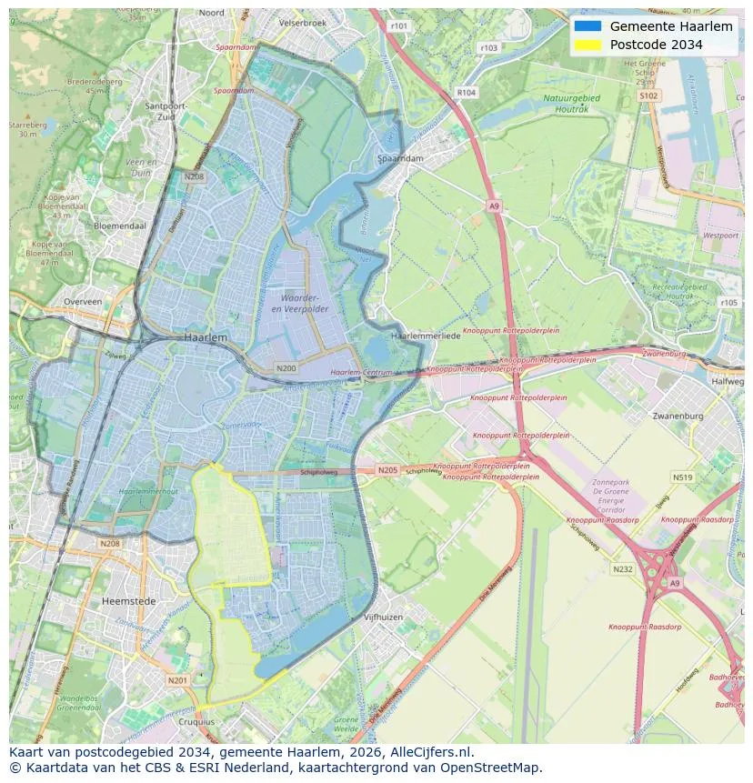 Postcodekaart voor 2034