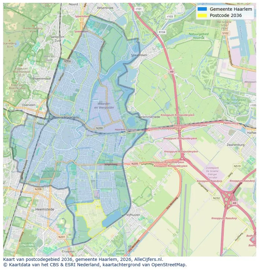 Mapa de códigos postales para 2036
