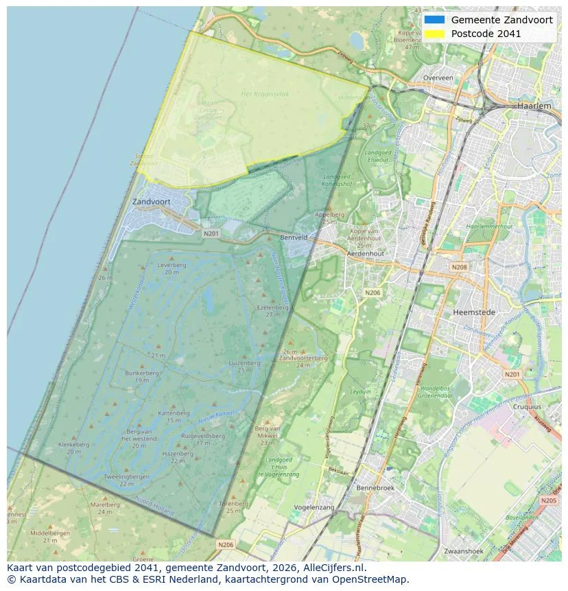Postcodekaart voor 2041
