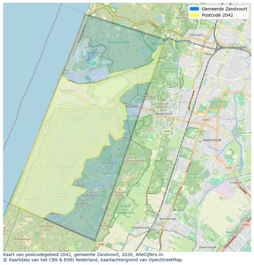 Postcodekaart voor 2042