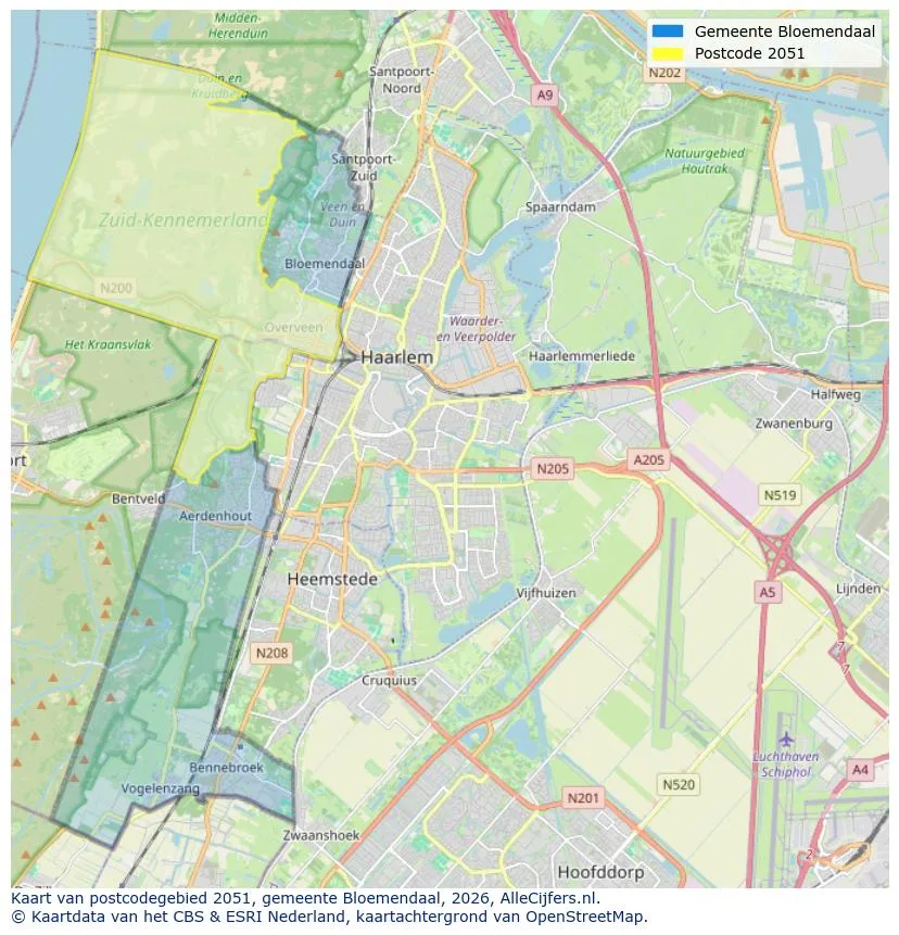 Postcodekaart voor 2051