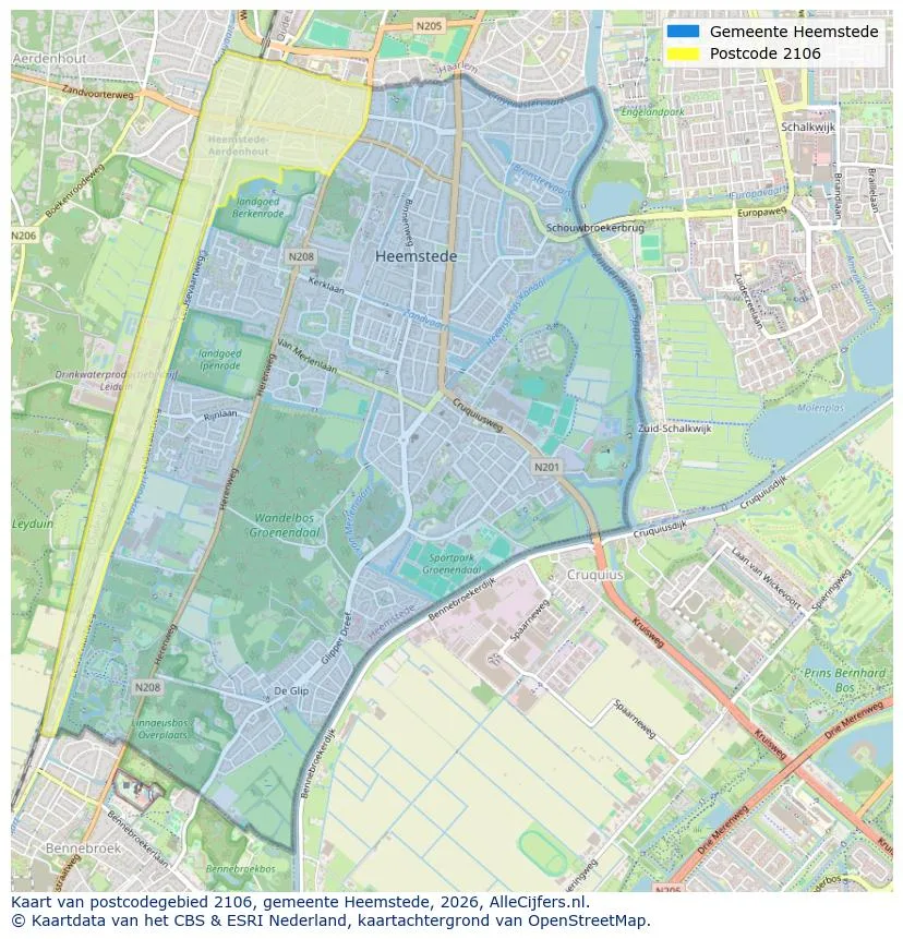 Postcodekaart voor 2106