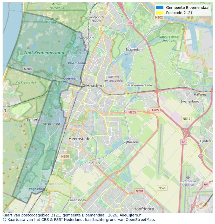 Postcodekaart voor 2121