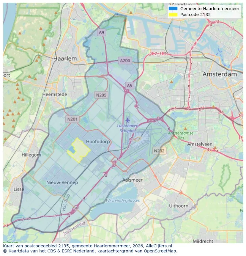 Postcodekaart voor 2135