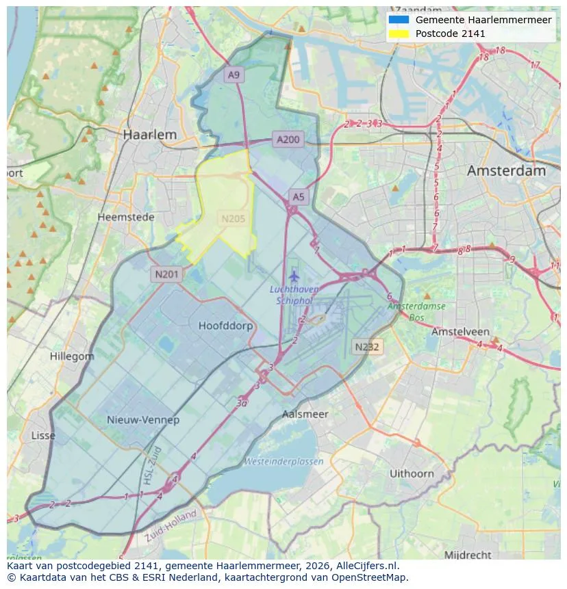 Postcodekaart voor 2141