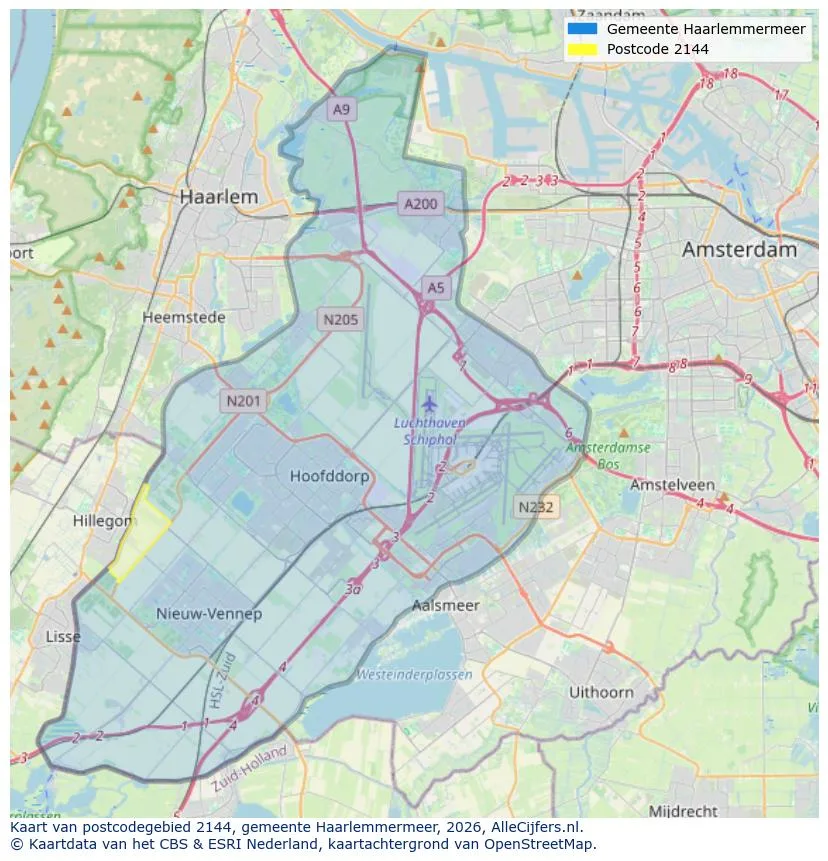 Postcodekaart voor 2144