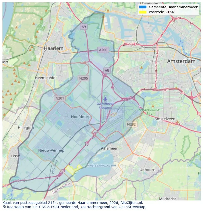 Postcodekaart voor 2154