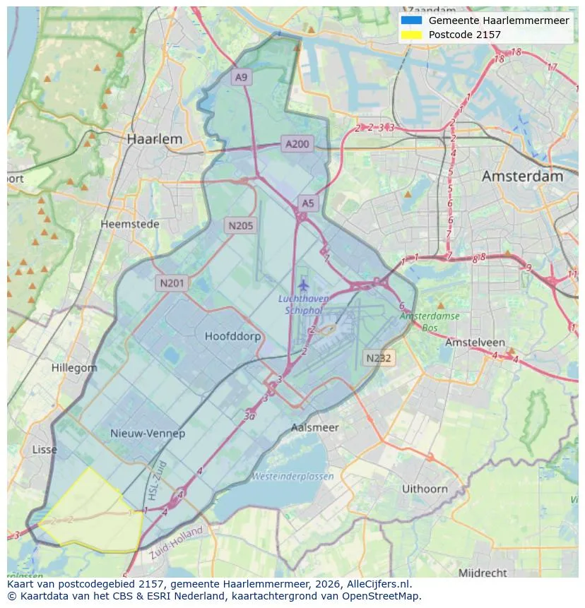 Postcodekaart voor 2157
