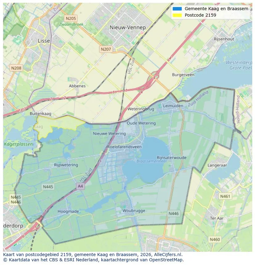 Postcodekaart voor 2159