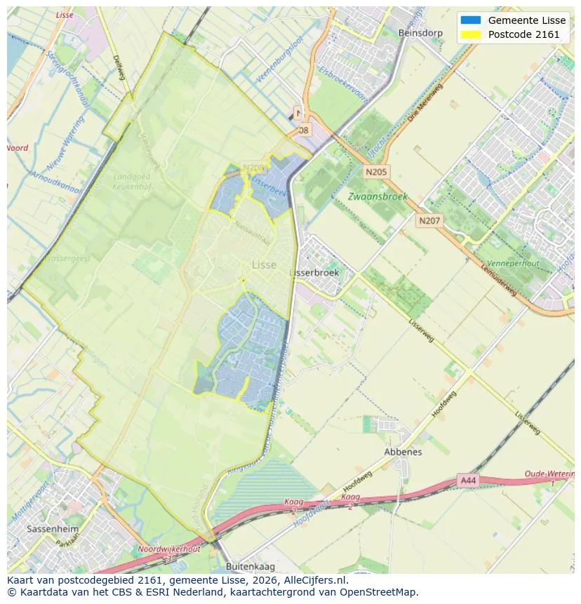 Postcodekaart voor 2161