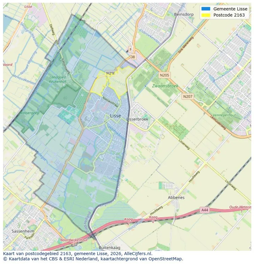Postcodekaart voor 2163