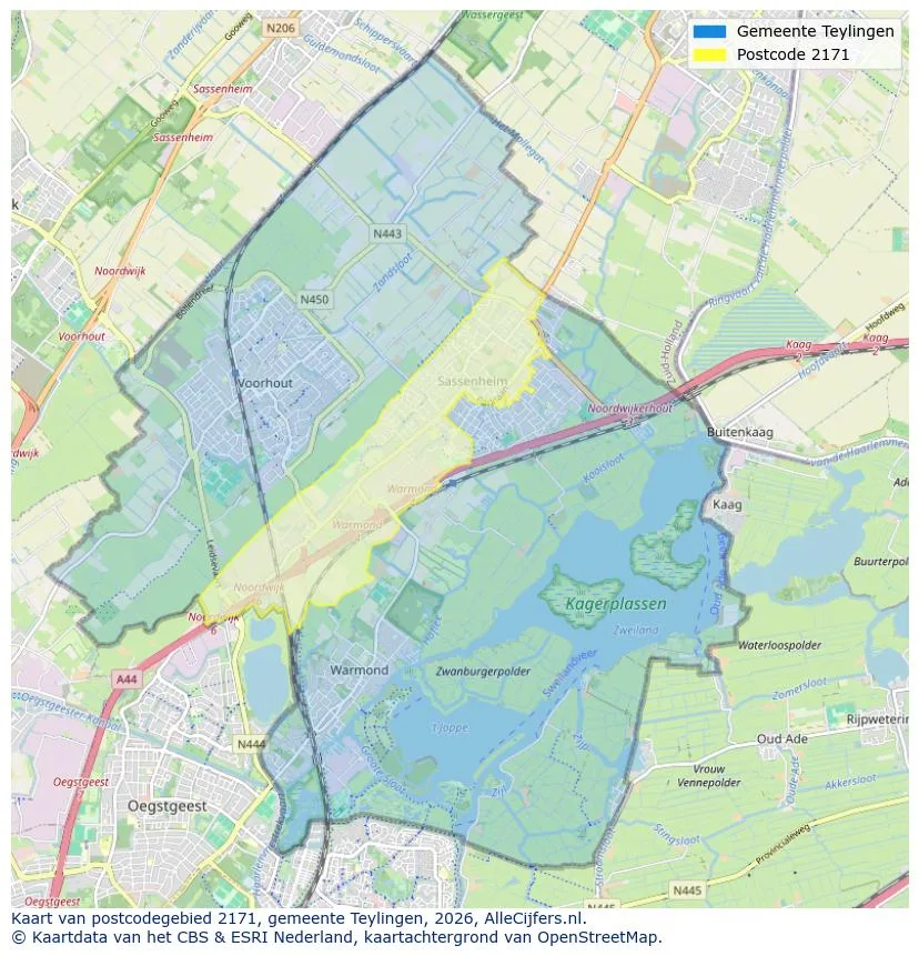 Postcodekaart voor 2171
