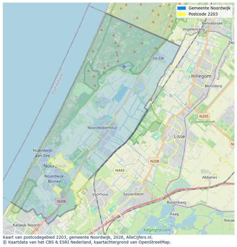 Postcodekaart voor 2203