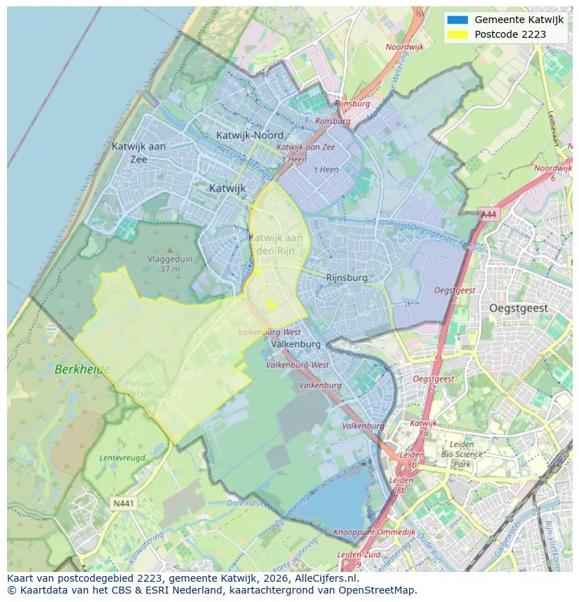 Postcodekaart voor 2223