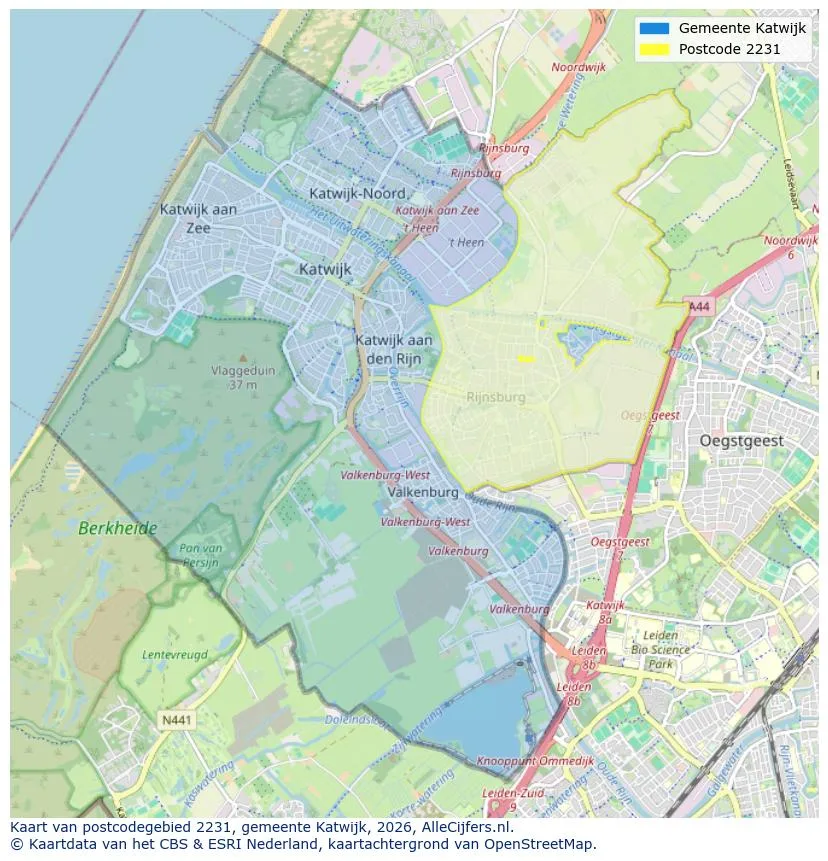 Postcodekaart voor 2231