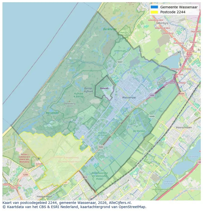 Postcodekaart voor 2244