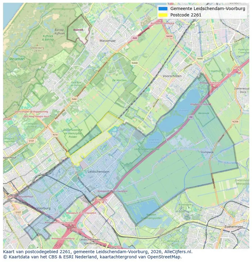 Postcodekaart voor 2261