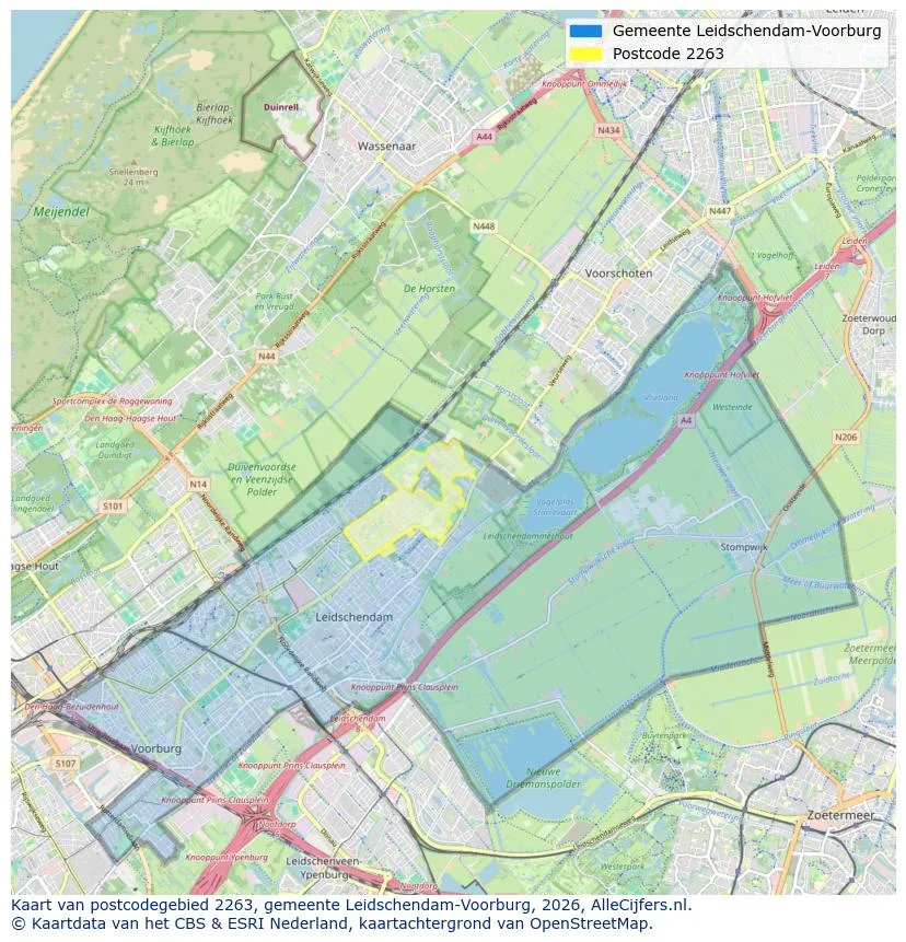 Postcodekaart voor 2263