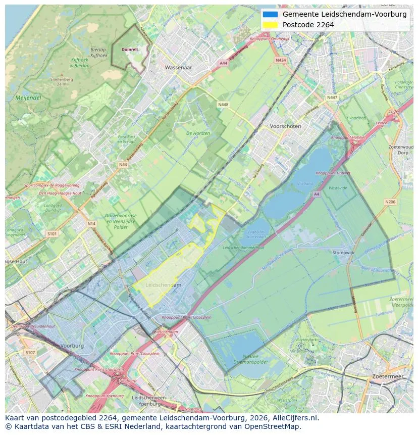 Postcodekaart voor 2264