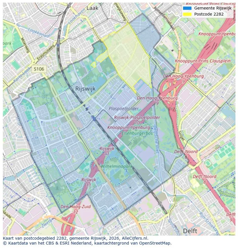 Postcodekaart voor 2282