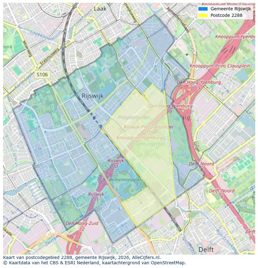 Postcodekaart voor 2288