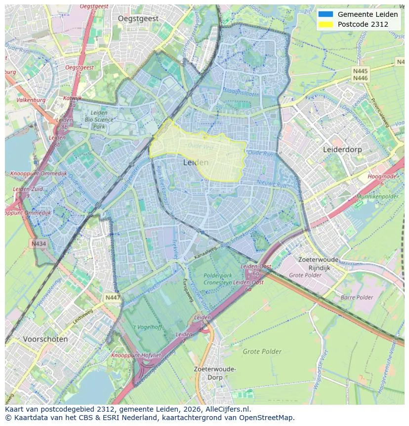 Postcodekaart voor 2312