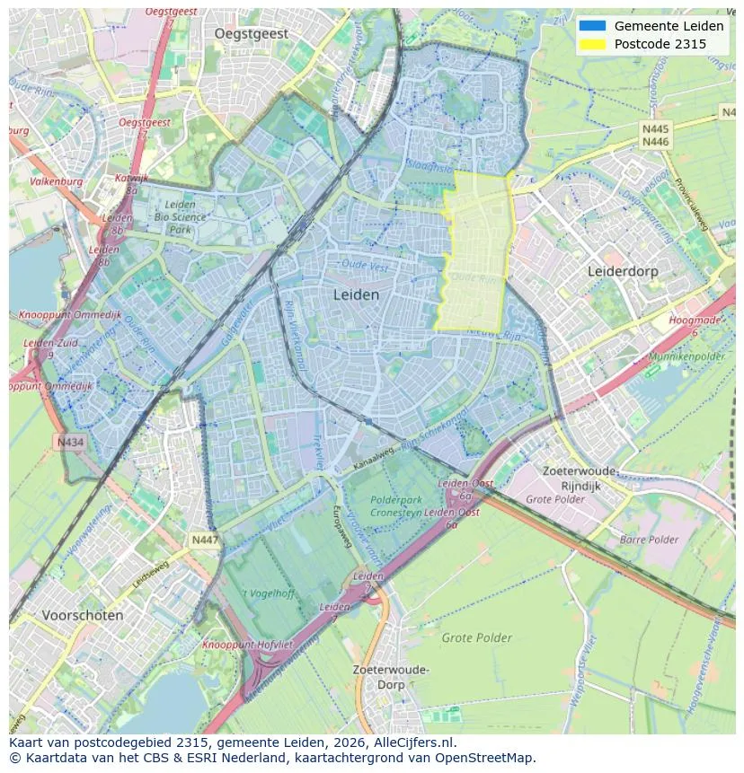 Postcodekaart voor 2315