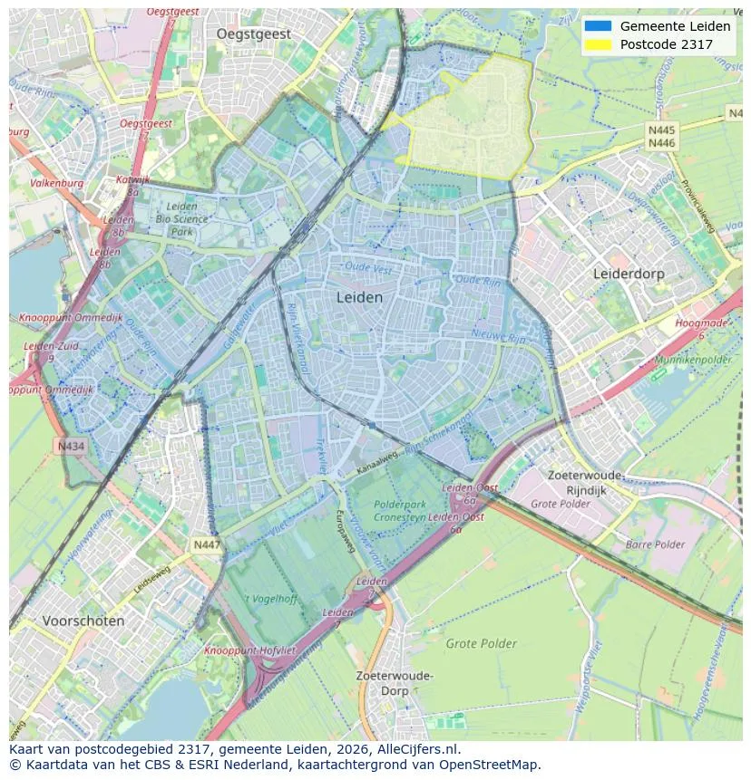 Postcodekaart voor 2317