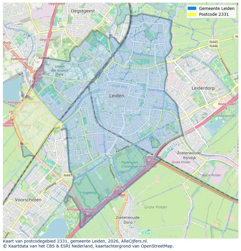 Postcodekaart voor 2331