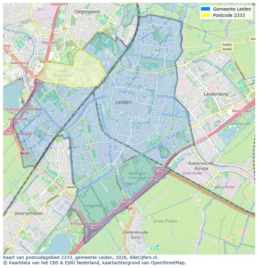 Postcodekaart voor 2333
