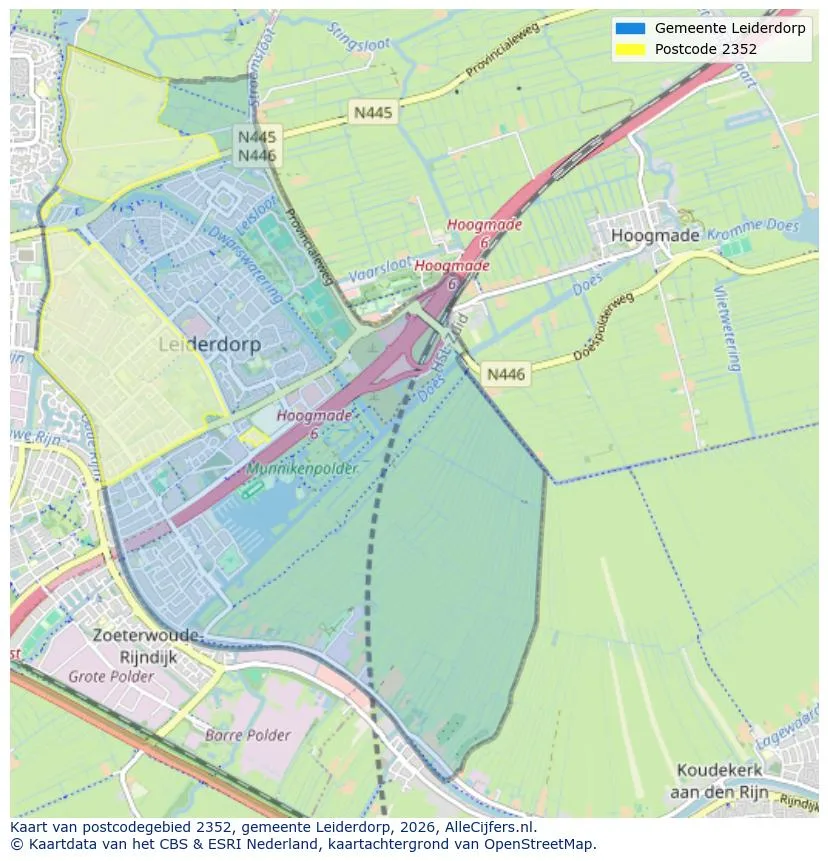 Postcodekaart voor 2352
