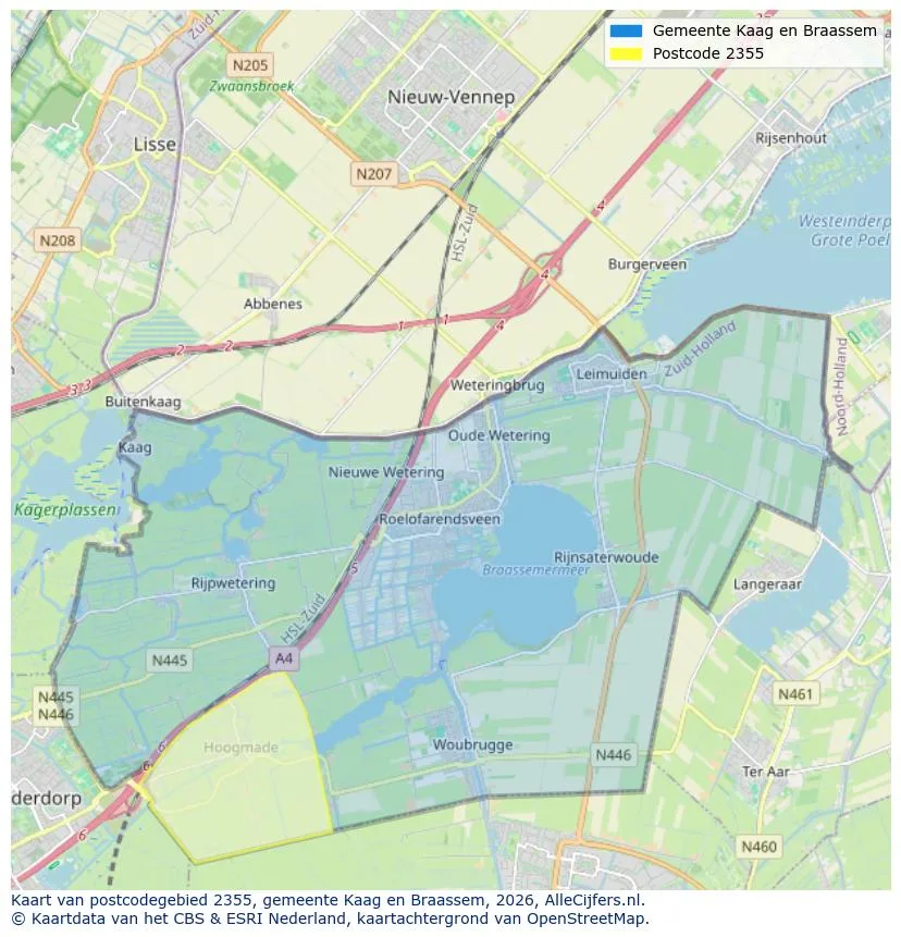 Postcodekaart voor 2355