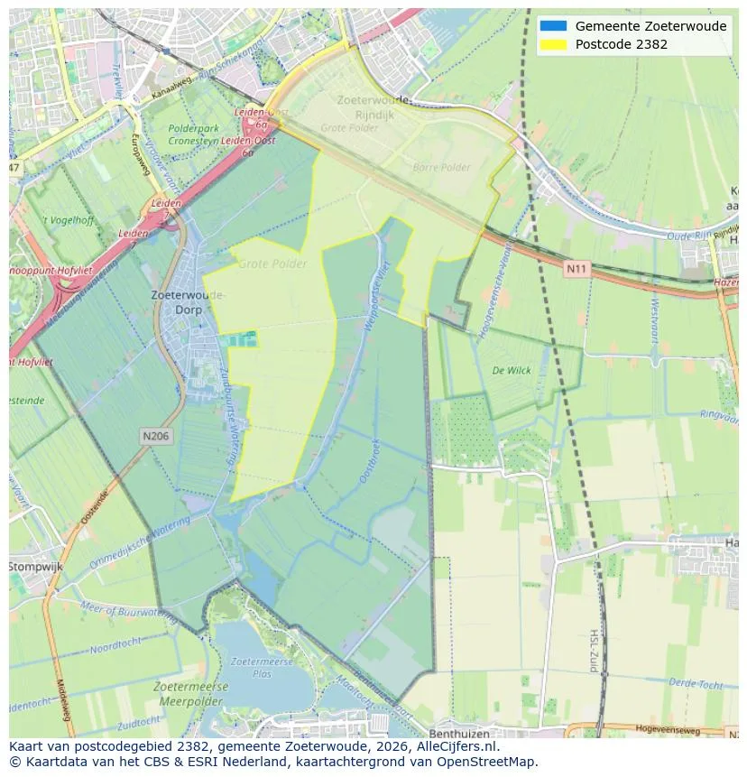 Postcodekaart voor 2382