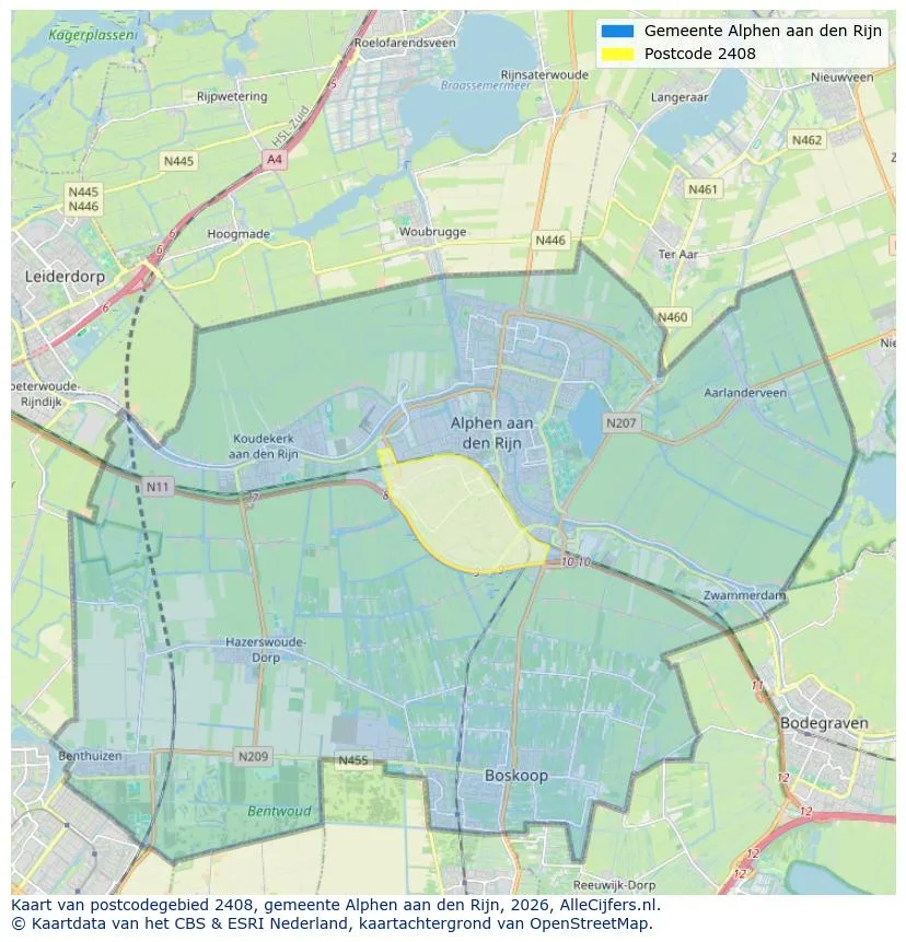 Postcodekaart voor 2408