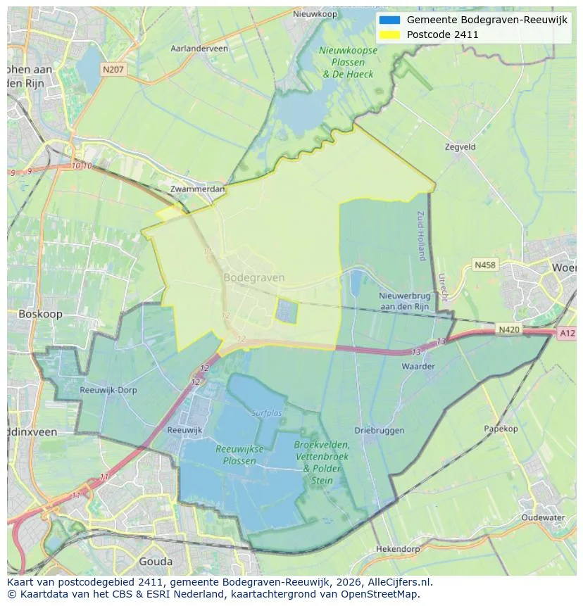 Postcodekaart voor 2411