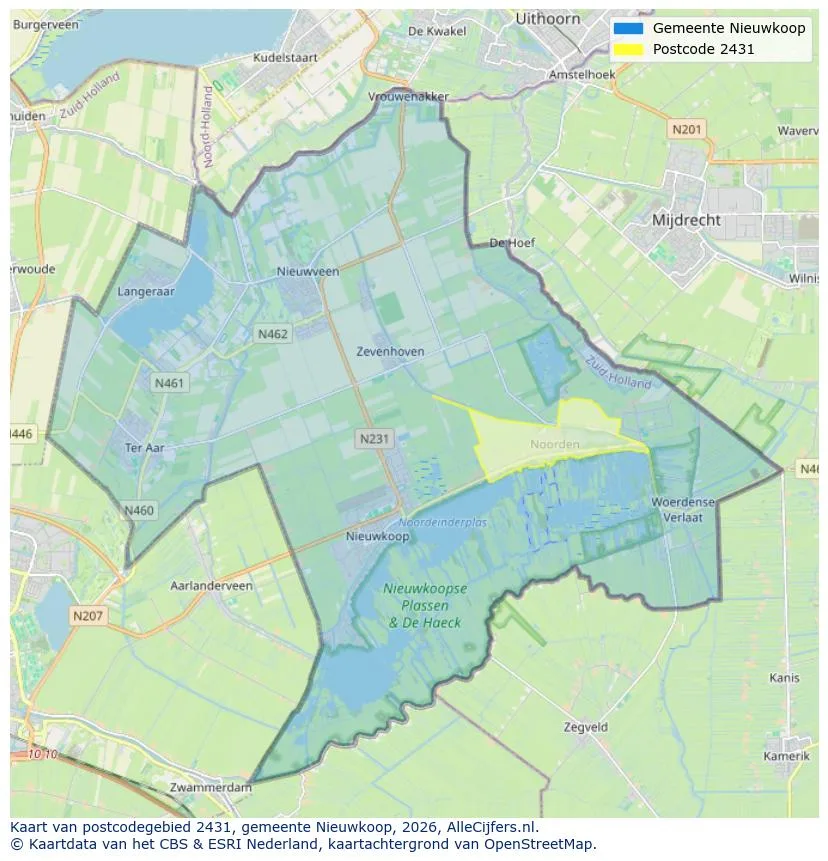 Postcodekaart voor 2431