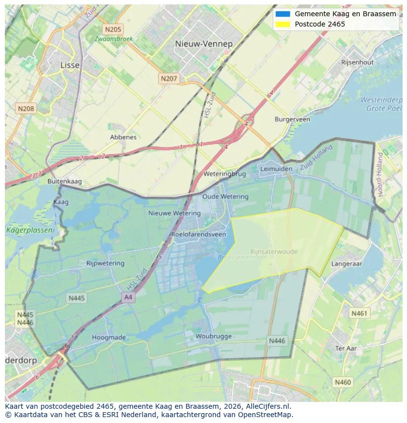 Postcodekaart voor 2465
