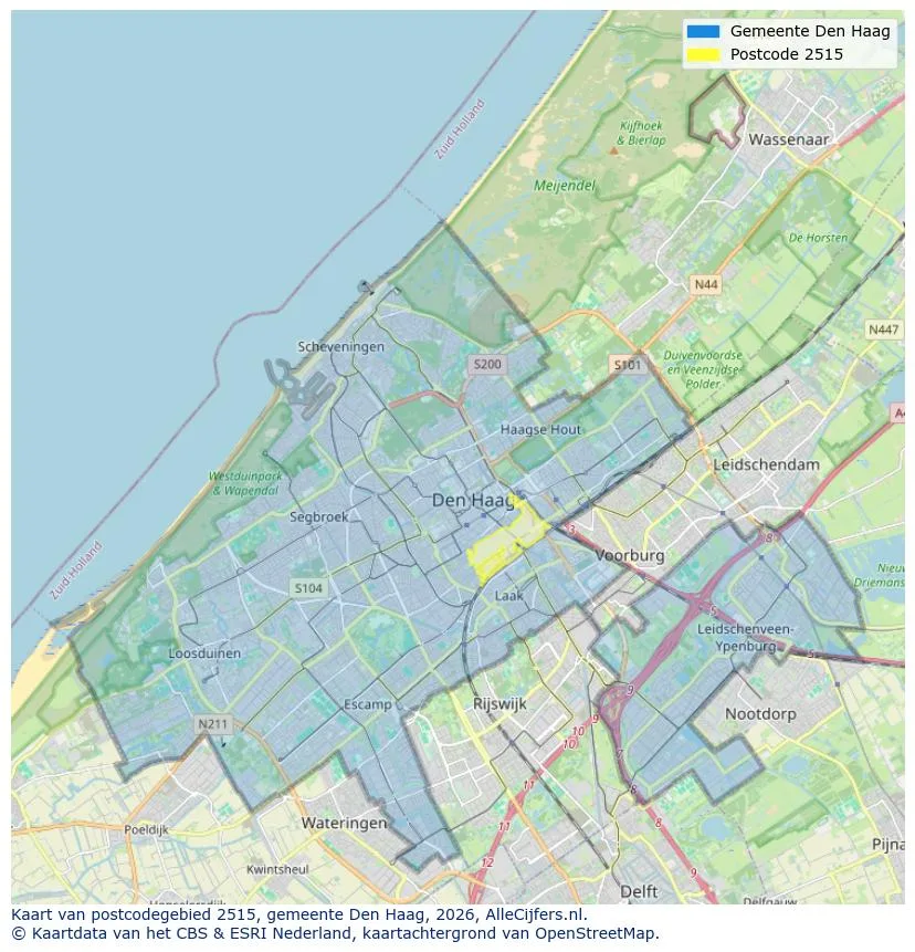 Postcodekaart voor 2515