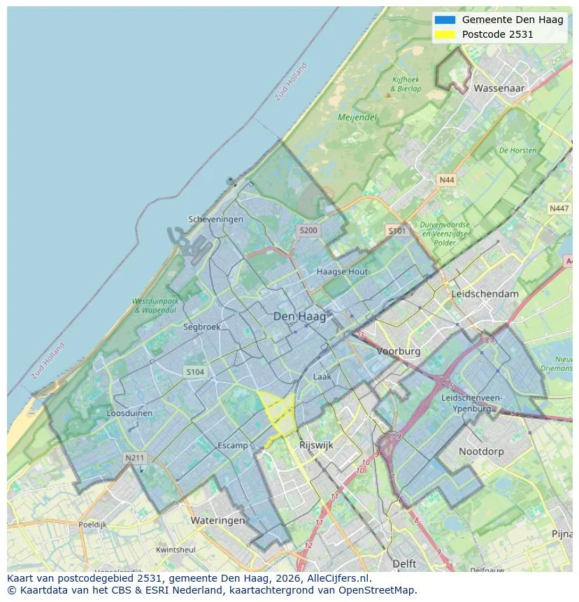 Postcodekaart voor 2531