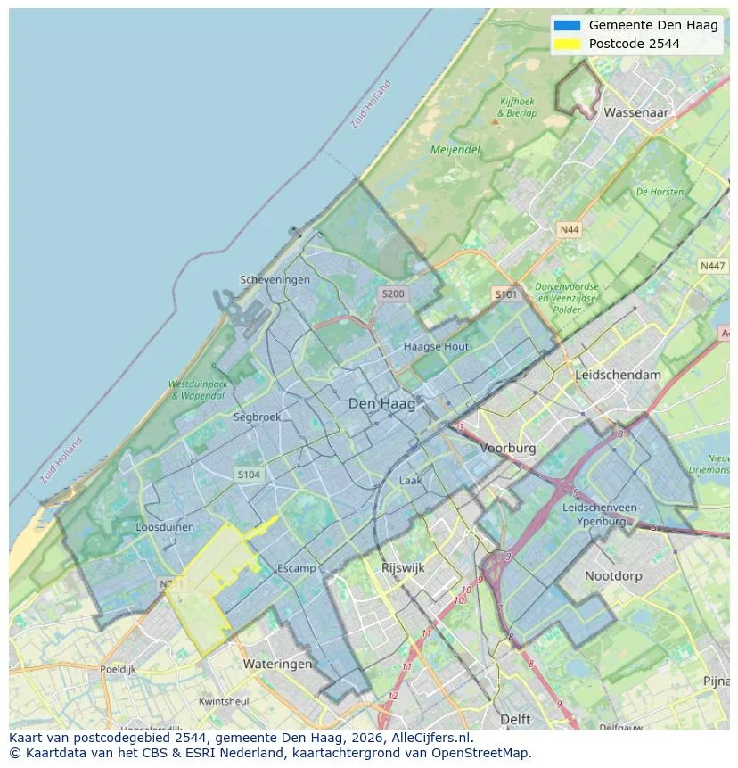 Postcodekaart voor 2544