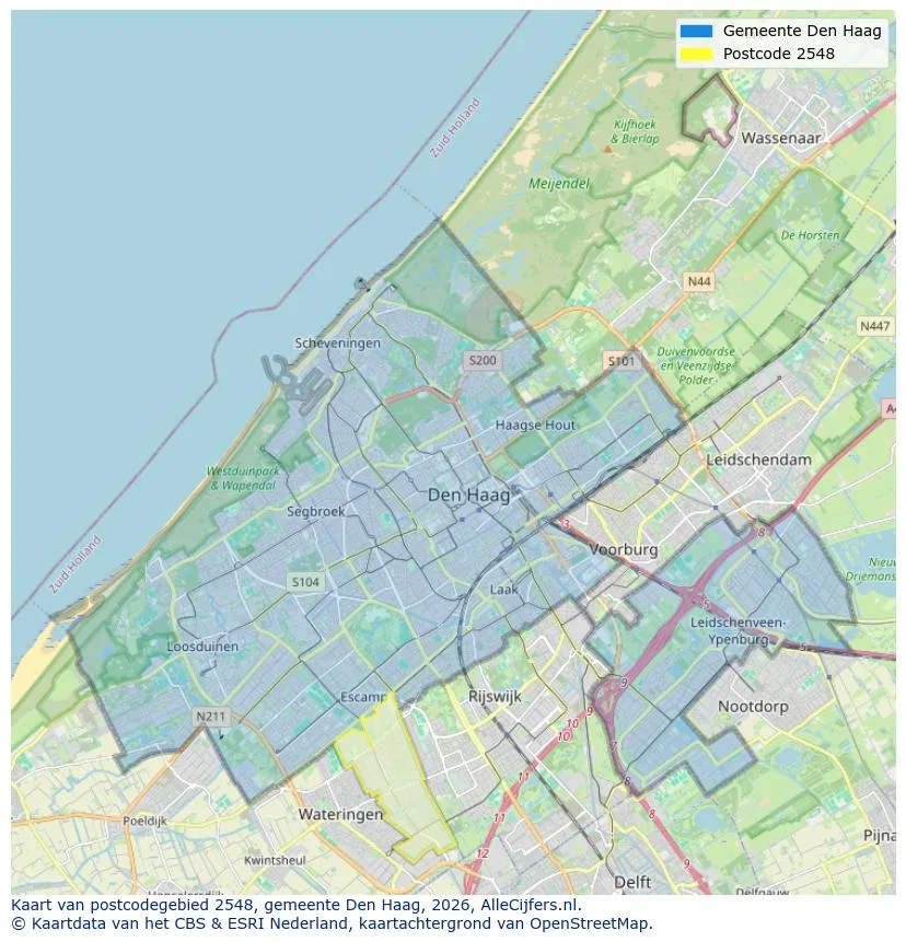 Postcodekaart voor 2548