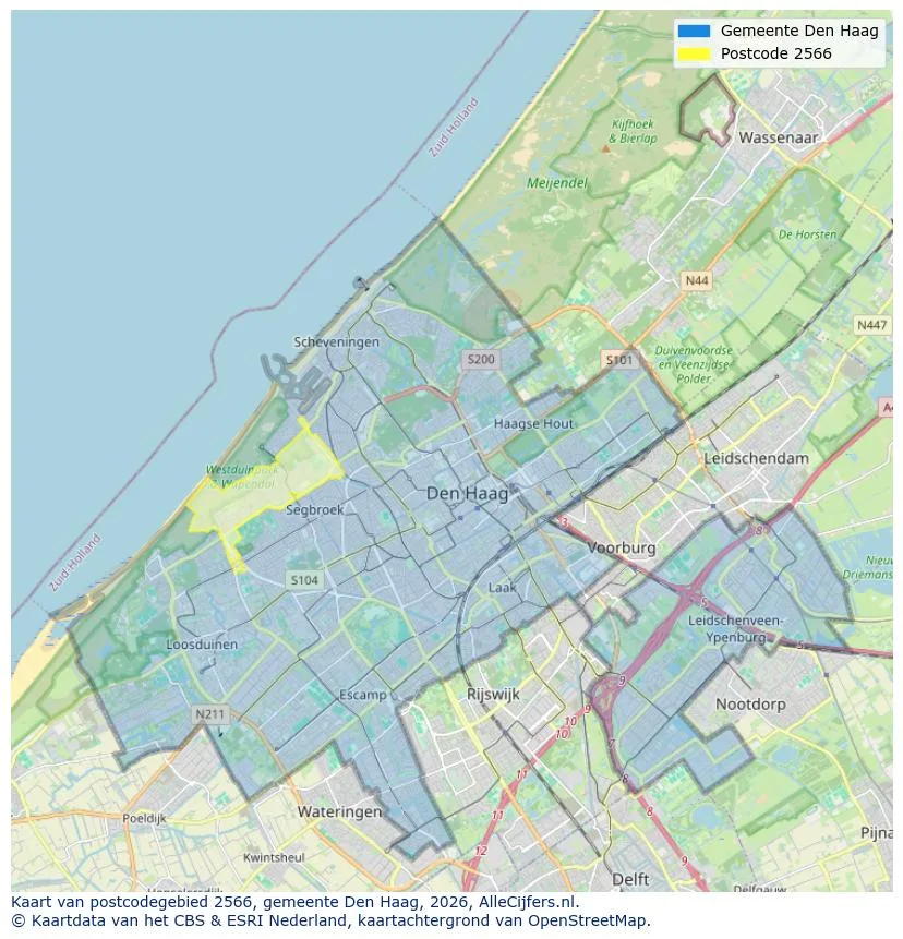 Postcodekaart voor 2566