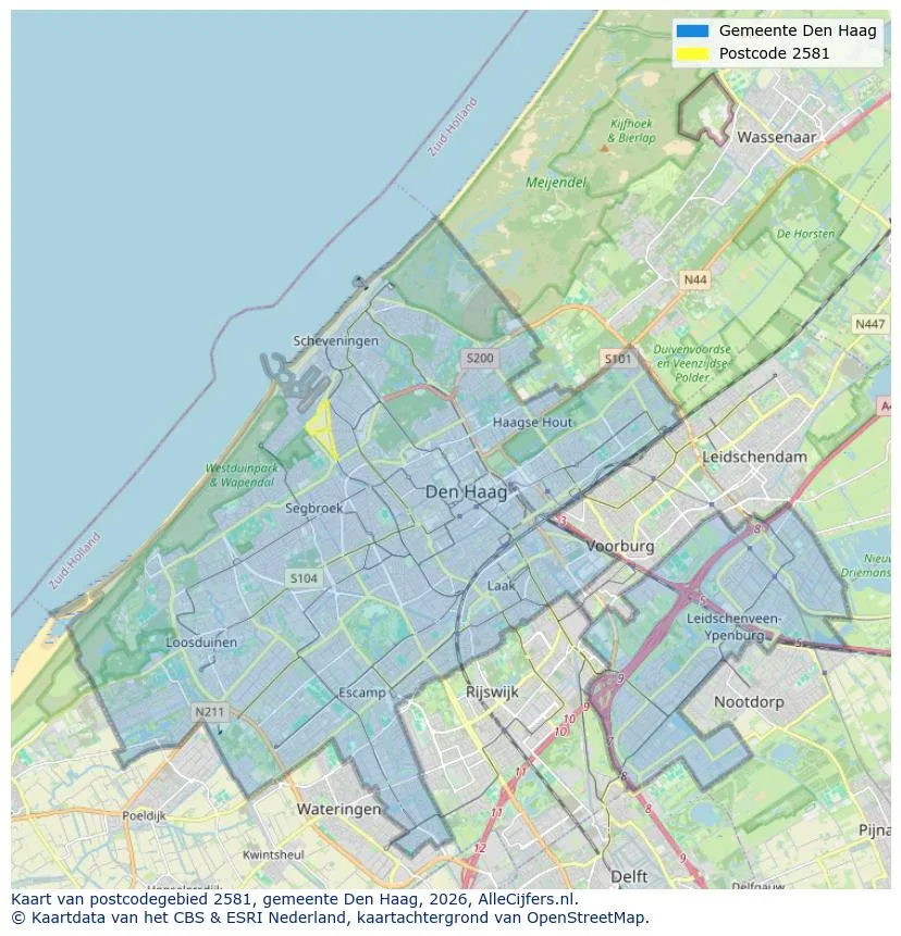 Postcodekaart voor 2581
