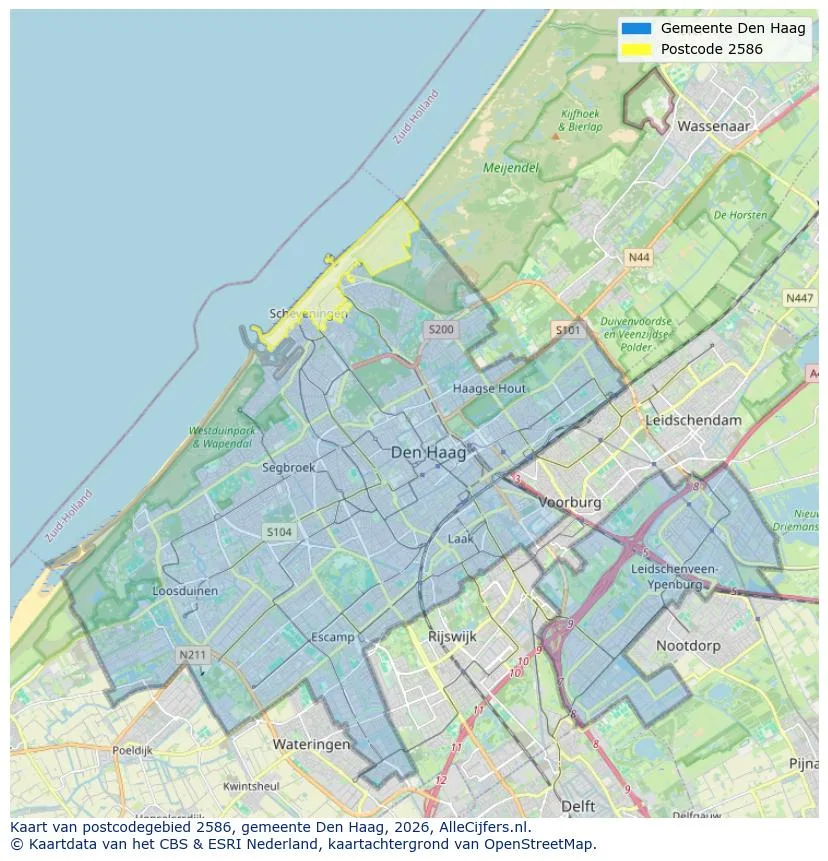 Postcodekaart voor 2586