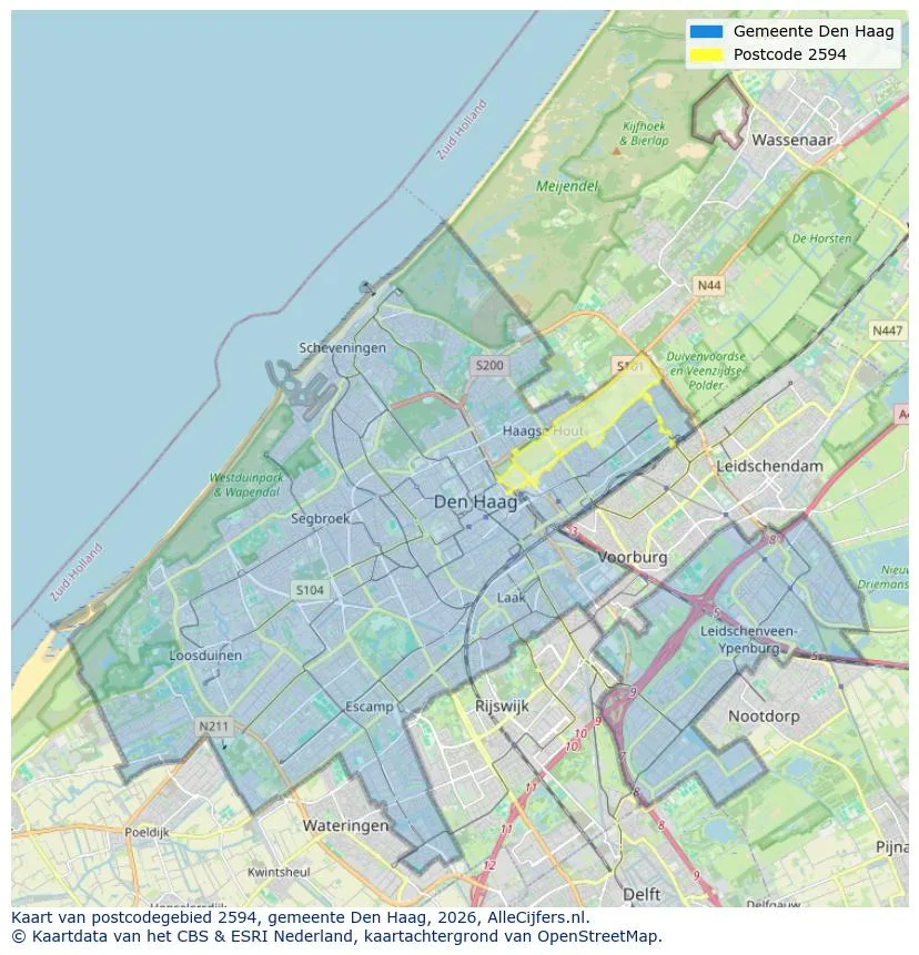 Postcodekaart voor 2594