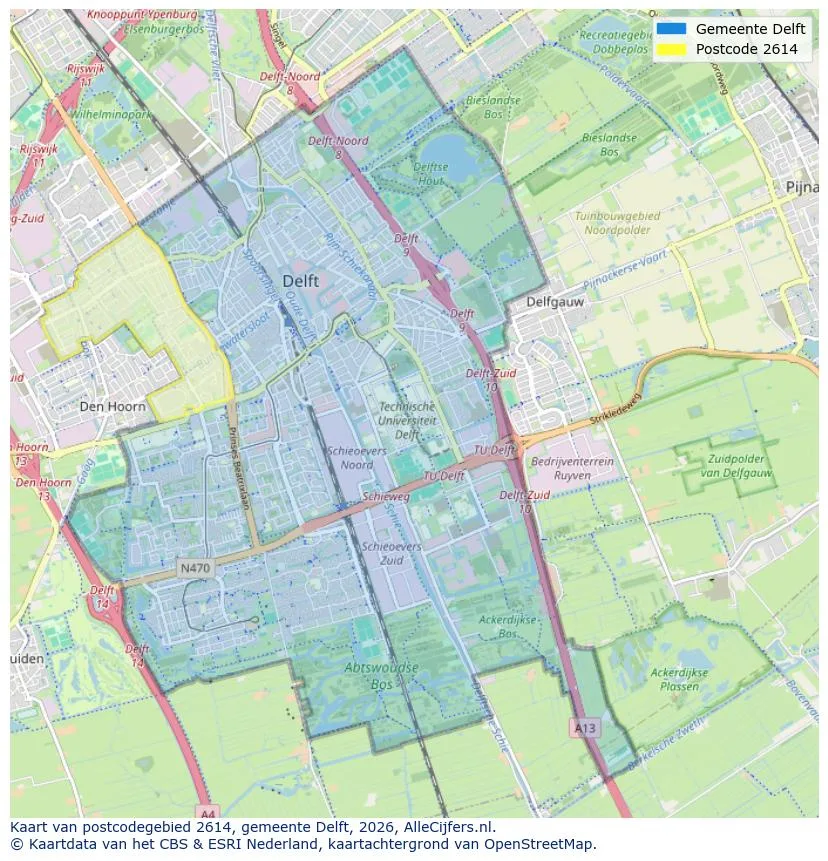 Postcodekaart voor 2614