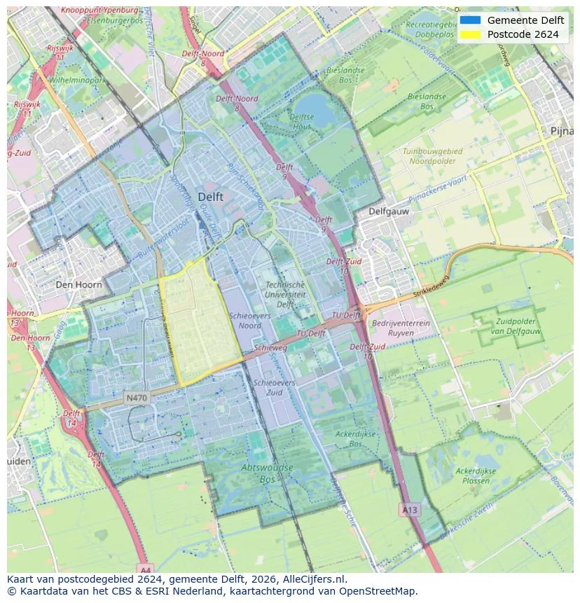 Postcodekaart voor 2624