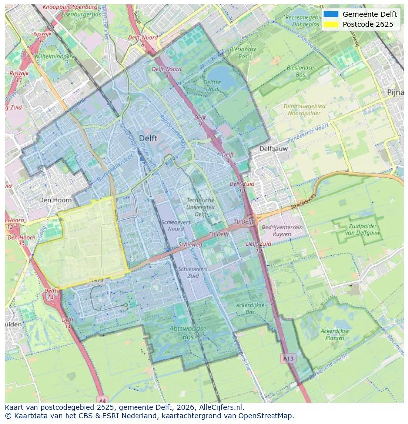 Mapa de códigos postales para 2625